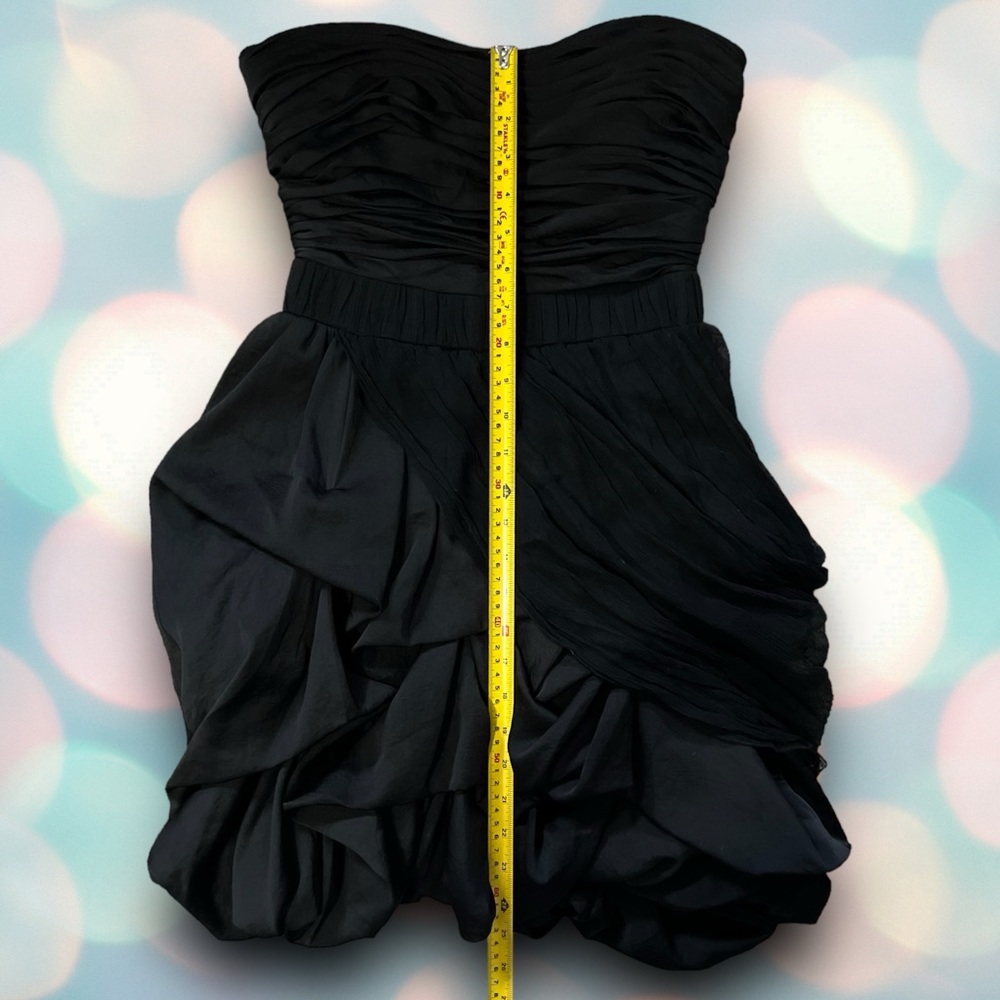 bebe Women’s Y2K Black Strapless Formal Bubble Ruched Tulle Mini Dress Size XS - Picture 5 of 8